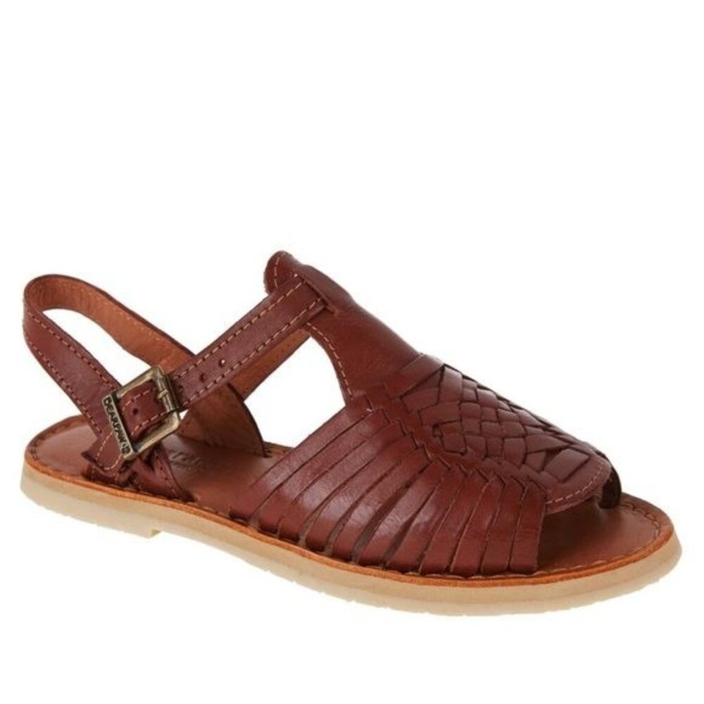 Bearpaw Gloria Leather Huaraches Sandals slip on shoes flats brown 10